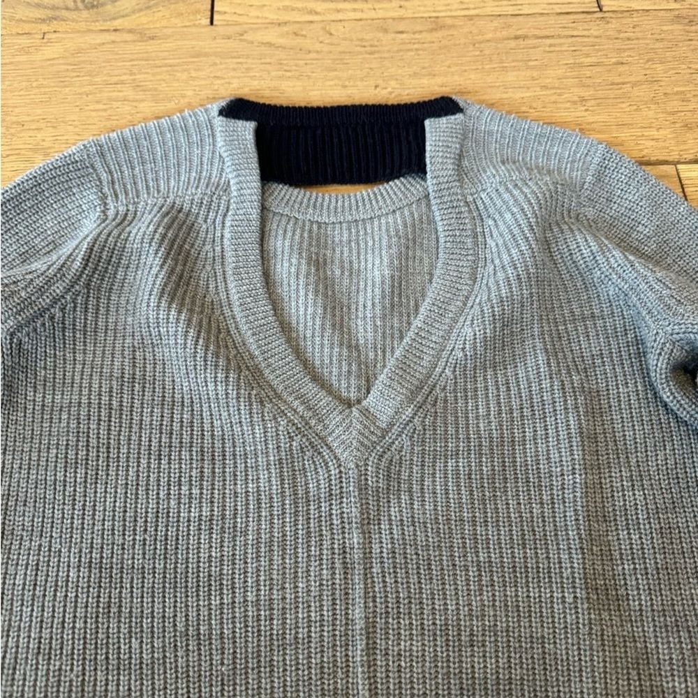 A.L.C. Reversible Merino Wool Ribbed Sweater Gray Black XS S-10 9263 (1373)